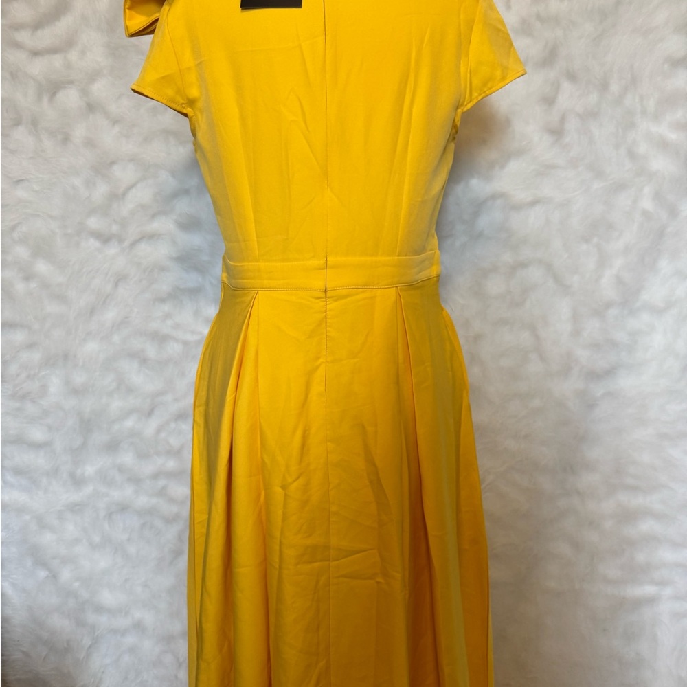 Yellow Midi Dress with Bow Shoulder - Picture 5 of 5